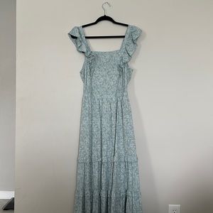 Universal Thread Ruffle Sleeve Smocked Back Cutout Maxi Dress